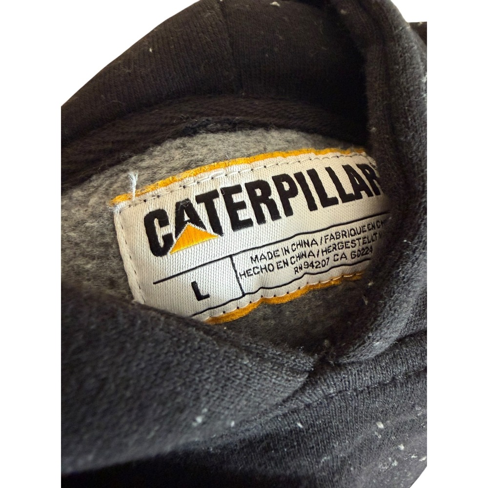 Caterpillar CAT Womens Speckled Fleece Hoodie‎ Black Logo Sweatshirt Size L - Picture 4 of 6
